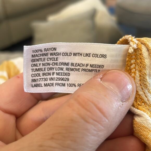 Xhilaration Striped Wrap Short Sleeve Ruffle Mini Dress -Mustard & White stripes - Picture 6 of 6